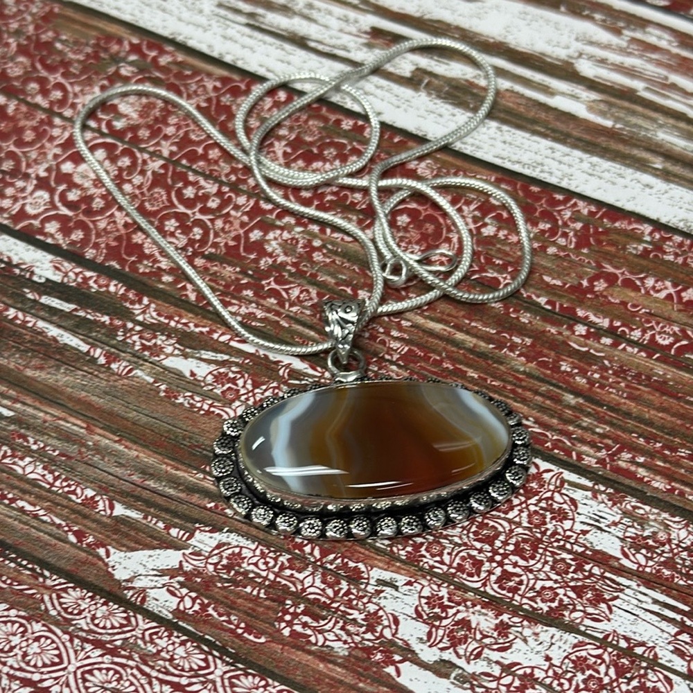 Botswana Agate Silver Necklace - image 3